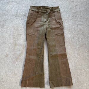 Derek Lam 10 Crosby Size 6 cropped khaki and green flare pants, Excellent Cond